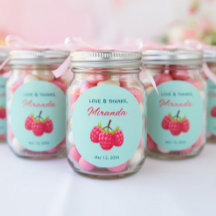 Liebe und Dank Custom-Rundaufkleber mit Himbeere