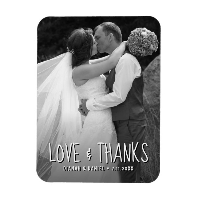 Liebe und Dank Custom Wedding danke Ihnen Foto Magnet (Vertikal)
