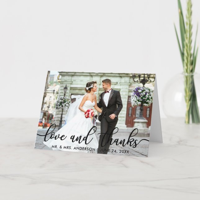 Liebe und Dank der modernen Hochzeitsklemme für da Dankeskarte (Vorderseite)