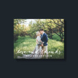 Liebe und dank einfachem Script Vollblut Foto Leinwanddruck<br><div class="desc">Zeigen Sie Ihr Lieblings-Foto und sagen Sie Dankeschön mit diesem stilvollen Poster,  das "Liebe und Dank" in einem hübschen Drehbuch sagt.</div>