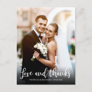 Liebe und Dank Elegante Hochzeit Danke Foto Postkarte