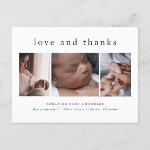 Liebe und Dank Foto-Collage Neue Baby Dankeschön P Postkarte