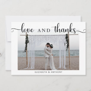 Liebe und Dank Foto Hochzeit Einfach Elegant Chic Dankeskarte