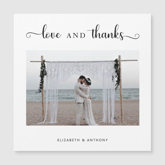 Liebe und Dank Foto Hochzeit Einfaches Elegantes C Magnetkarte (Vorderseite)