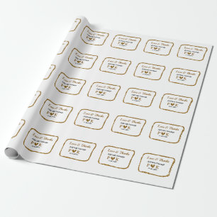 Liebe und Dank fügen Sie Pärchen Namen goldschwarz Geschenkpapier