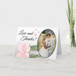 Liebe und Dank für die elegante Rosenhochzeit in R Dankeskarte
