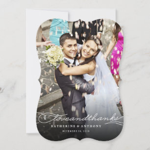 Liebe und Dank für die elegante Script Chic Foto H Dankeskarte