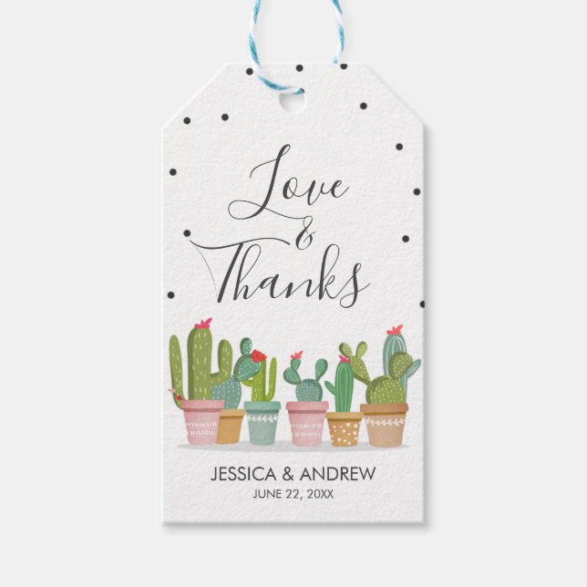 Liebe und Dank für die Hochzeit Fiesta Cactus Mexi Geschenkanhänger (Vorderseite)