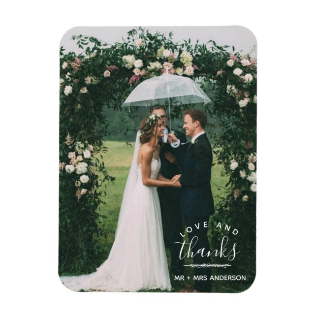 Liebe und Dank für Hochzeit danke Ihnen Foto Magnet (Vertikal)