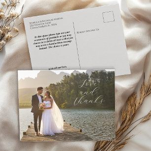 Liebe und Dank für Hochzeit Foto Postkarte