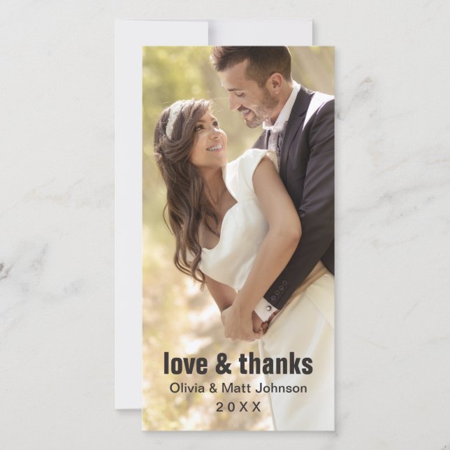 Liebe und Dank für Hochzeiten - Fotokarte Dankeskarte (Vorderseite)