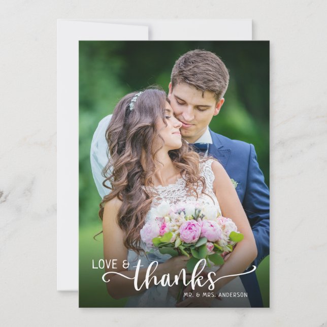 Liebe und Dank für Ihre Hochzeit. Dankeskarte (Vorderseite)