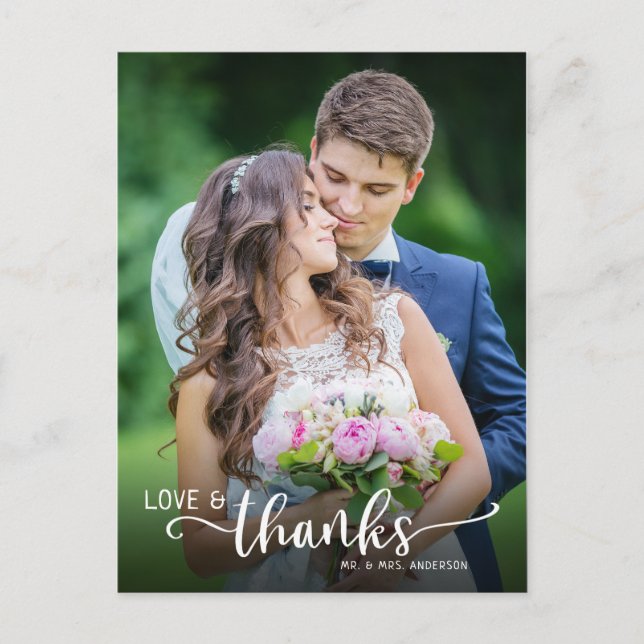 Liebe und Dank für Ihre Hochzeit. Postkarte (Vorderseite)