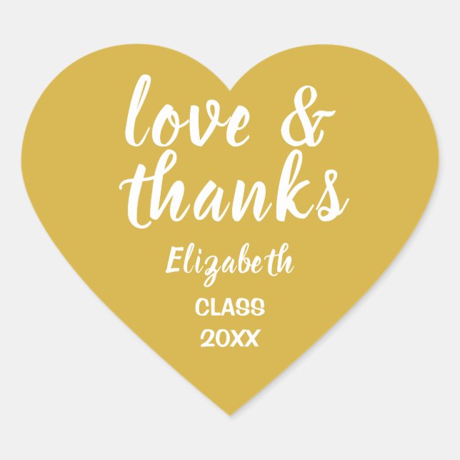 Liebe und Dank Gold Abschluss Sticker (Vorderseite)