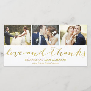 Liebe-und Dank-Goldskript Wedding   danken Ihnen Dankeskarte