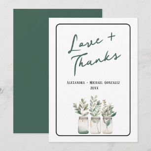 Liebe und Dank Grün Minimalistische Dankeskarten Dankeskarte