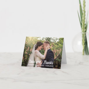 Liebe und dank handgeschriebenem Skript-Hochzeitss Dankeskarte