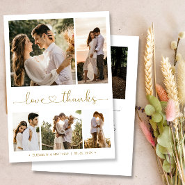 Liebe und dank Herz-Script Foto Collage Hochzeit Dankeskarte