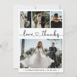 Liebe und dank Herz-Script Foto Collage Hochzeit Dankeskarte