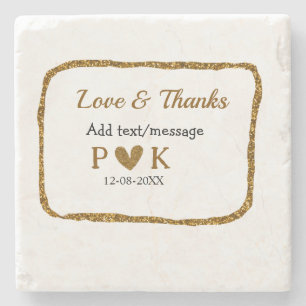 Liebe und Dank hinzufügen Paarname goldene schwarz Steinuntersetzer