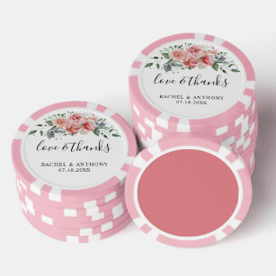 Liebe und Dank Hochzeit Custom Pink Floral Boho Pokerchips