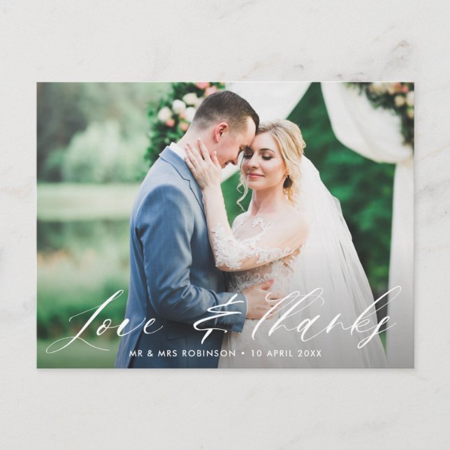 Liebe und Dank, Hochzeit danke Ihnen Karte (Vorderseite)