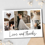 Liebe und Dank Hochzeit Elegantes FotoCollage Dankeskarte<br><div class="desc">Elegante Hochzeitskarten für das Ehepaar,  um seine Lieblings-Hochzeitsfeier Fotos und Dankbarkeit mit Familie und Freunden zu teilen. Passen Sie Ihre Wünsche mit fünf Fotos und Ihrem Text auf der Rückseite an.</div>