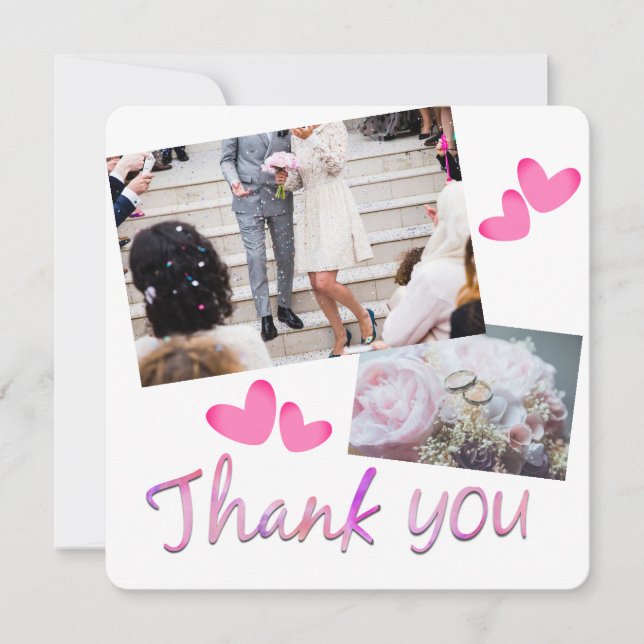 Liebe und Dank Hochzeiten FotoCollage Dankeskarte (Vorderseite)