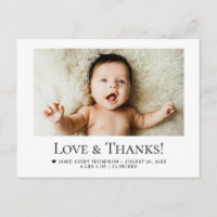 Liebe und Dank Horizontales Baby-Foto Geburtsstati