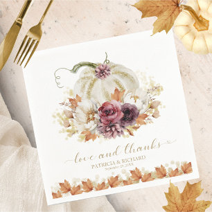 Liebe und Dank Kürbis Blumenhochzeit Serviette