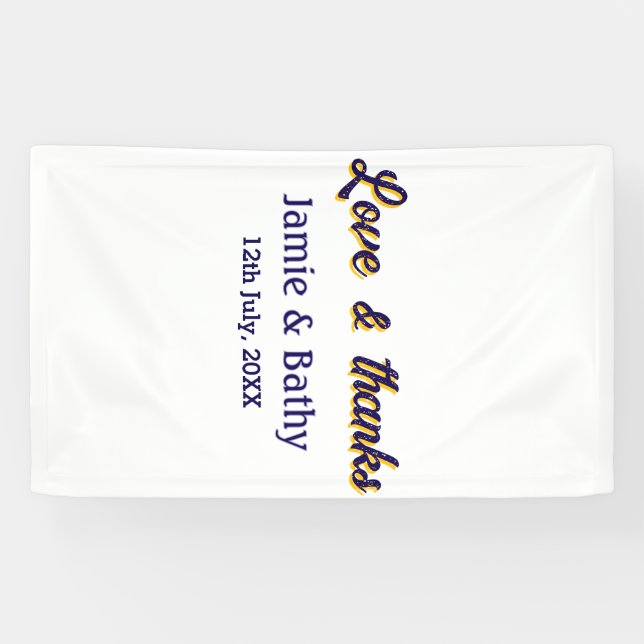 Liebe und dank lila orangefarbener Ehedatum Banner (Horizontal)