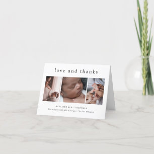 Liebe und Dank Minimal 4 Foto New Baby Dankeskarte