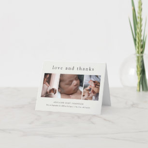 Liebe und Dank Minimal 4 Foto New Baby Dankeskarte