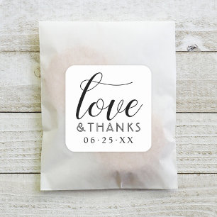 Liebe und Dank Modern Weiße Hochzeit Quadratischer Aufkleber