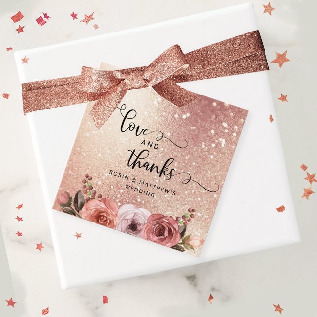 Liebe und Dank, Moderne, Blush Rose Gold Geschenkanhänger (Von Creator hochgeladen)