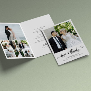 Liebe und Dank moderne Foto-Collage Hochzeit Dankeskarte