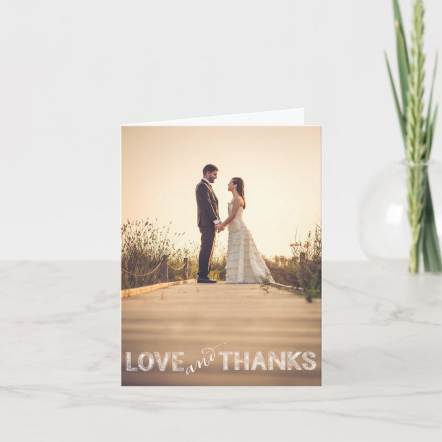 Liebe und Dank, Moderne Hochzeit Dankeschön-Karte Dankeskarte (Vorderseite)
