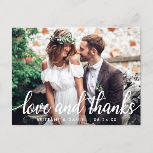 Liebe und Dank Moderner Hochzeits-Dank-Foto Postkarte