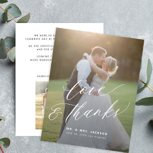 Liebe und dank modernes Drehbuch 2 Fotos Hochzeit Dankeskarte