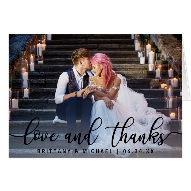 Liebe und Dank | Modernes Hochzeitstil - Foto (Vorderseite (Horizontal))
