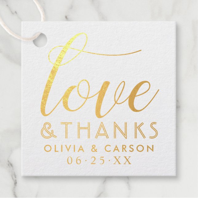 Liebe und Dank modernes Wedding Monogram Foto Geschenkanhänger (Vorderseite)