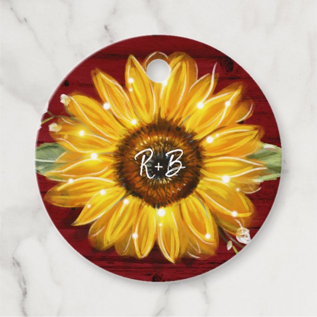 Liebe und Dank Monogram Rustic Wedblume Geschenkanhänger (Vorderseite)