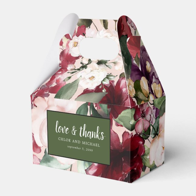 Liebe und Dank Rot Rosa Wasserfarben Geschenkschachtel (Vorderseite)