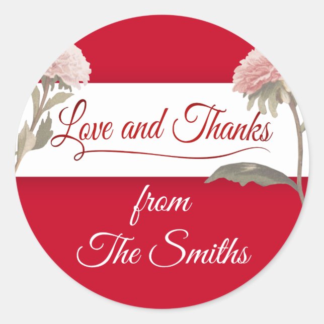 Liebe und Dank Runder Aufkleber (Vorderseite)