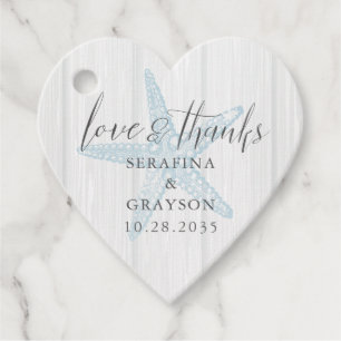 Liebe und Dank rustikalen Strandherz Form Geschenkanhänger