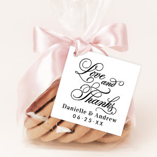 Liebe und Dank Schwarz Schrift Monogramm Hochzeit Geschenkanhänger