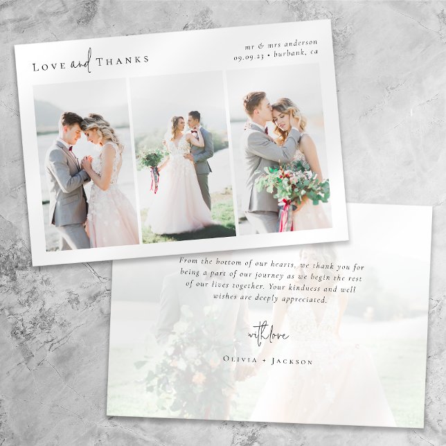 Liebe und dank Script Foto Collage Hochzeit Karte (Von Creator hochgeladen)