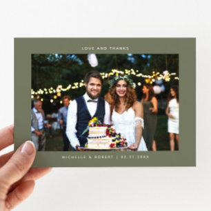 Liebe und Dank Simple Wedding Foto Sage Green Dankeskarte
