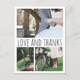 Liebe und Dank Typografie drei Hochzeiten Fotos Postkarte