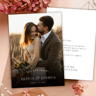 Liebe und Dank Typografie Elegante Foto Hochzeit Dankeskarte